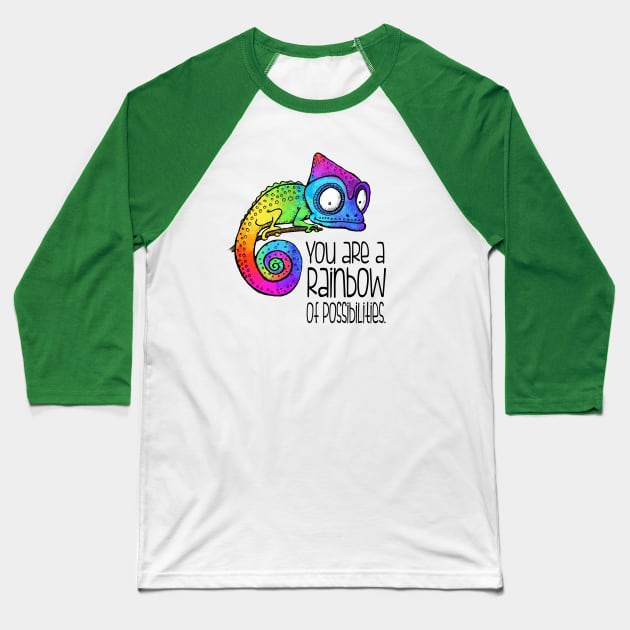 You are a rainbow of possibilities - rainbow chameleon Baseball T-Shirt by Jitterfly